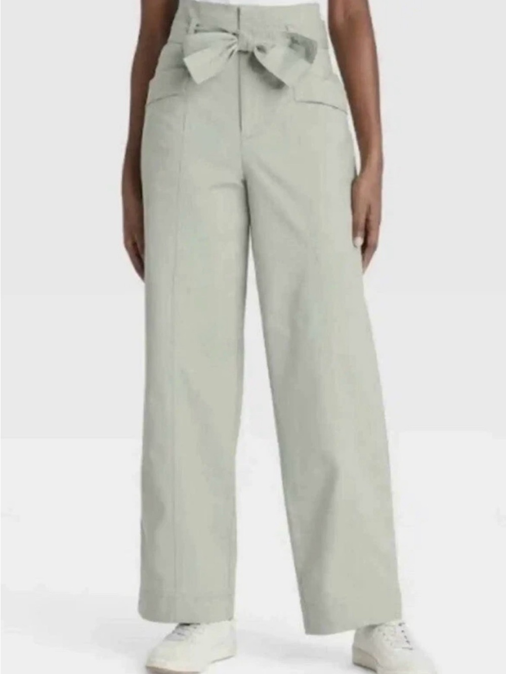 A New Day Women’s High waist wide leg paperbag tie pants, Mint green, Sz 14 NWOT